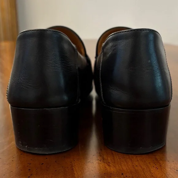 Gucci Black Leather Loafers with Gold and Green-Red Stripe Webbing, 37.5 - Picture 2 of 6